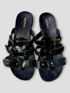 Vionic Wedge Sandals Radia Triple Strap
Black Slides Orthotic Wedges Sz 8.5